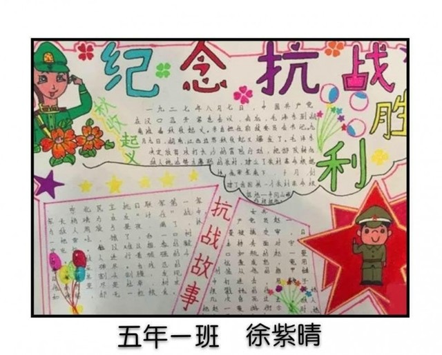 纪念抗日战争胜利75周年公园路小学手抄报展